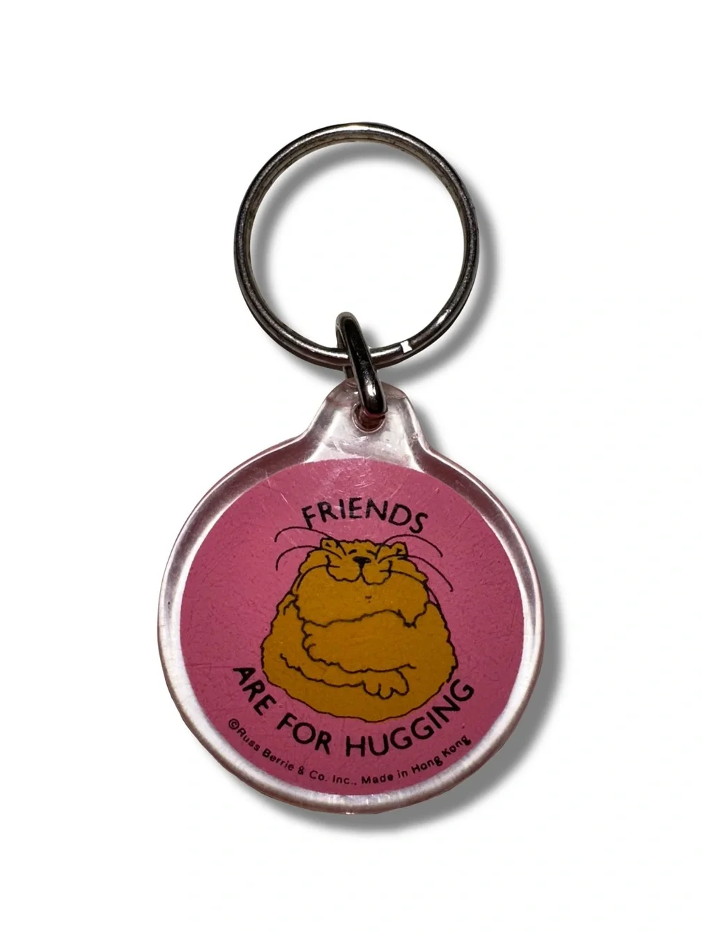 Vtg “Friends Are For Hugging” Cat Keychain